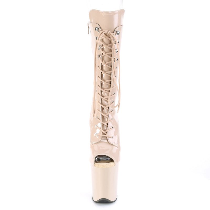 Pleaser Flamingo-1051 Women's Heels Boots Beige | NZ QZVDRN
