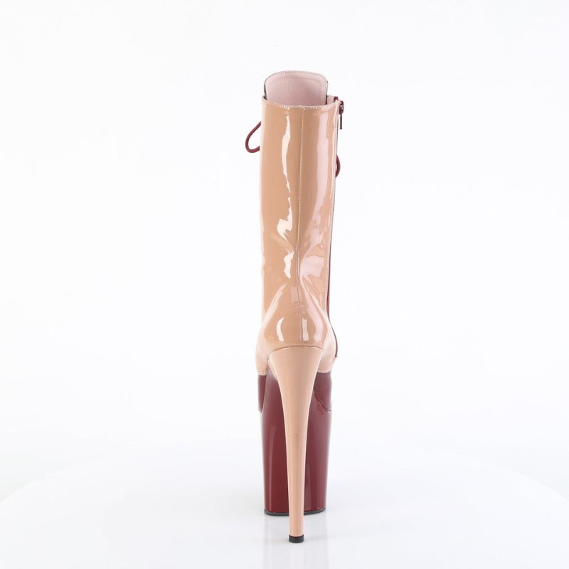 Pleaser Flamingo-1054DC Women's Heels Boots Pink / Burgundy | NZ ZRHAWY