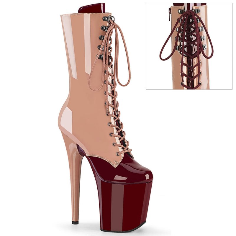Pleaser Flamingo-1054DC Women\'s Heels Boots Pink / Burgundy | NZ ZRHAWY
