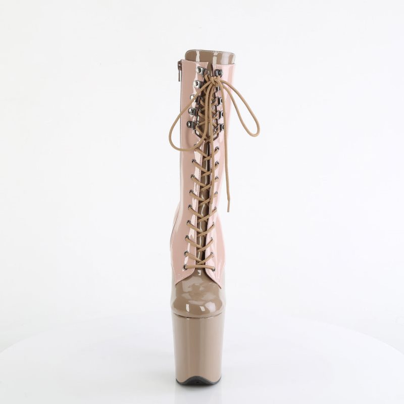 Pleaser Flamingo-1054DC Women's Heels Boots Pink / Brown | NZ TCNWHZ