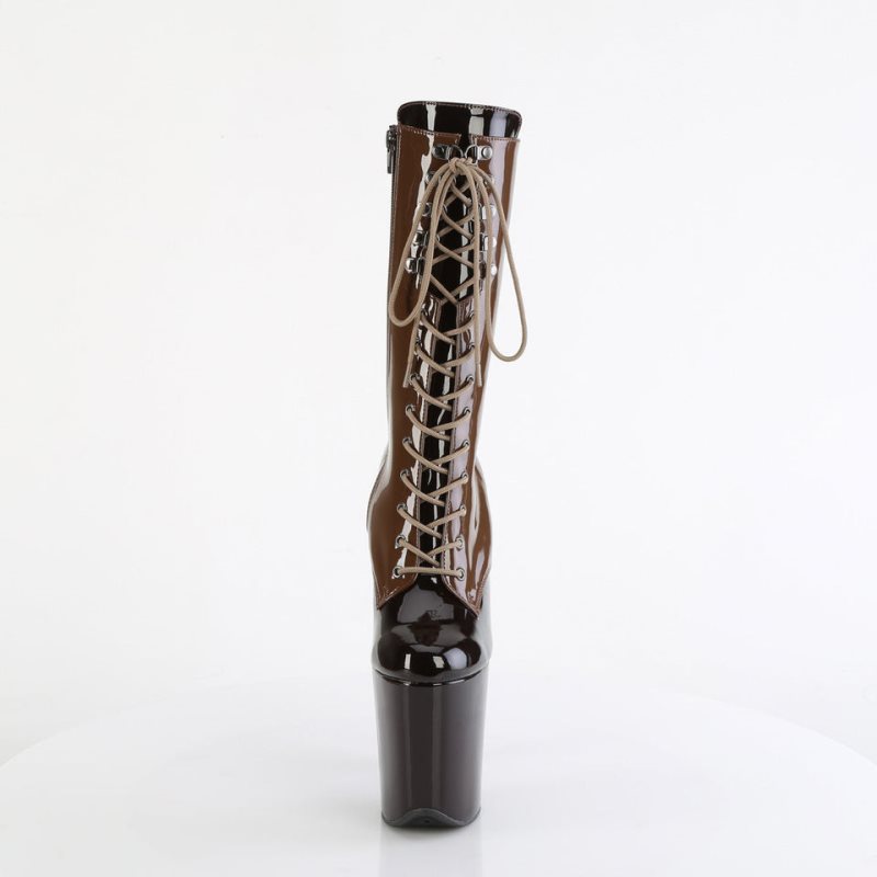 Pleaser Flamingo-1054DC Women's Heels Boots Coffee / Dark Brown | NZ IREQXM