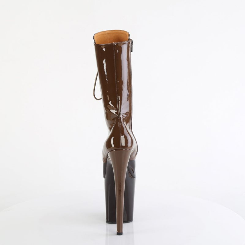 Pleaser Flamingo-1054DC Women's Heels Boots Coffee / Dark Brown | NZ IREQXM