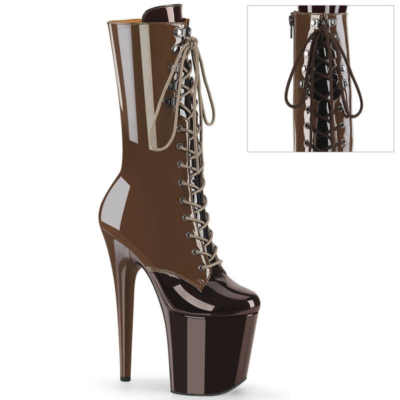 Pleaser Flamingo-1054DC Women\'s Heels Boots Coffee / Dark Brown | NZ IREQXM