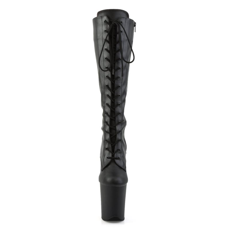 Pleaser Flamingo-2023 Vegan Leather Women's Knee-high Boots Black | NZ KTCAHM