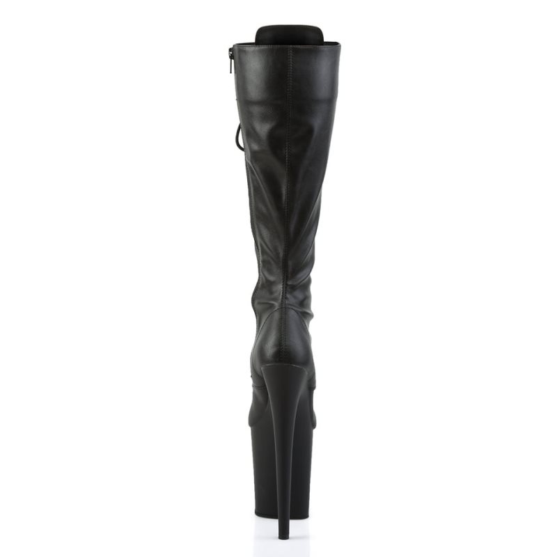Pleaser Flamingo-2023 Vegan Leather Women's Knee-high Boots Black | NZ KTCAHM