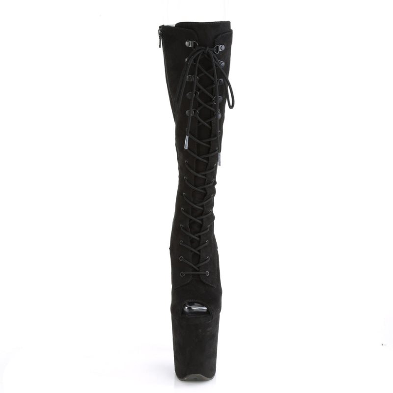 Pleaser Flamingo-2051FS Suede Women's Knee-high Boots Black | NZ GIQYWP