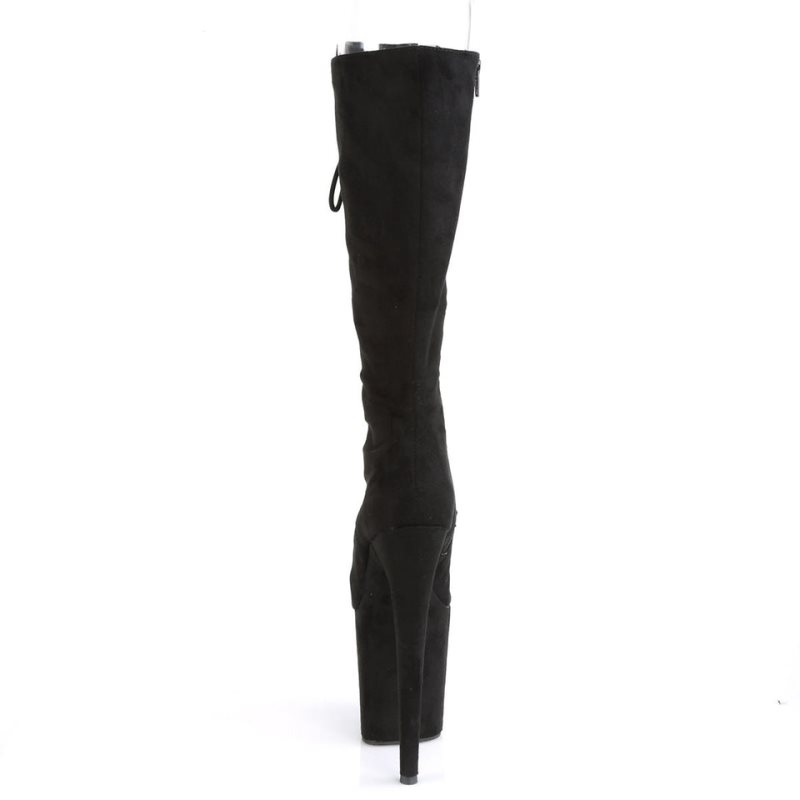 Pleaser Flamingo-2051FS Suede Women's Knee-high Boots Black | NZ GIQYWP