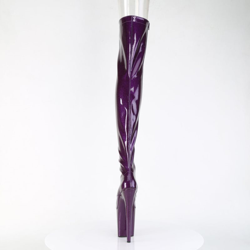 Pleaser Flamingo-3021GP Glitter Women's Thigh High Boots Purple | NZ TLWPOG