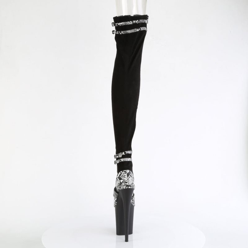 Pleaser Flamingo-3027SP Suede Women's Thigh High Boots Black | NZ YBSDTH