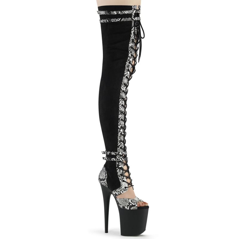 Pleaser Flamingo-3027SP Suede Women\'s Thigh High Boots Black | NZ YBSDTH