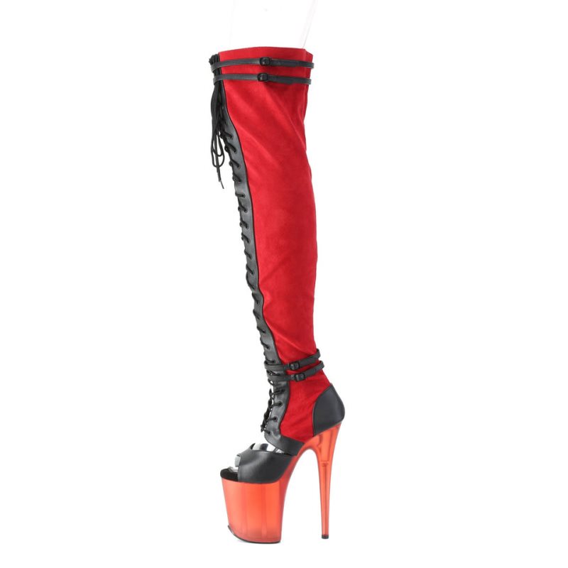 Pleaser Flamingo-3027 Women's Thigh High Boots Red | NZ PAREQS