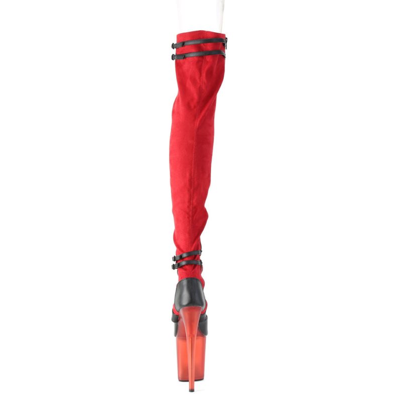 Pleaser Flamingo-3027 Women's Thigh High Boots Red | NZ PAREQS