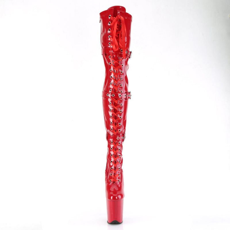 Pleaser Flamingo-3028 Women's Thigh High Boots Red | NZ YEDNVP