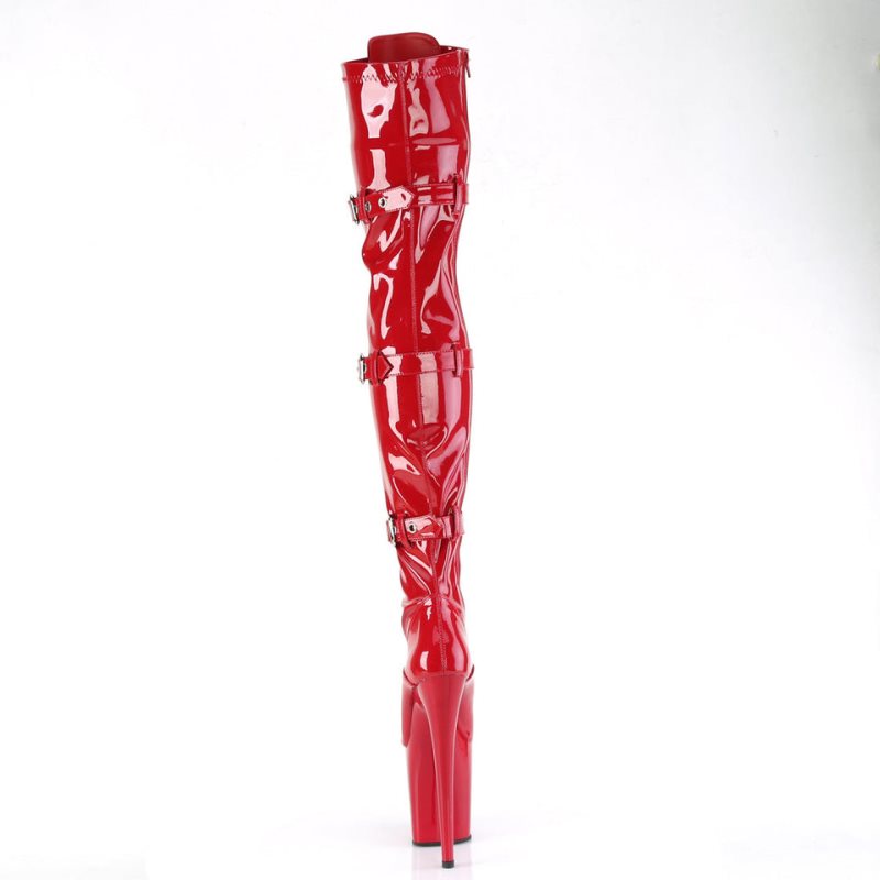 Pleaser Flamingo-3028 Women's Thigh High Boots Red | NZ YEDNVP