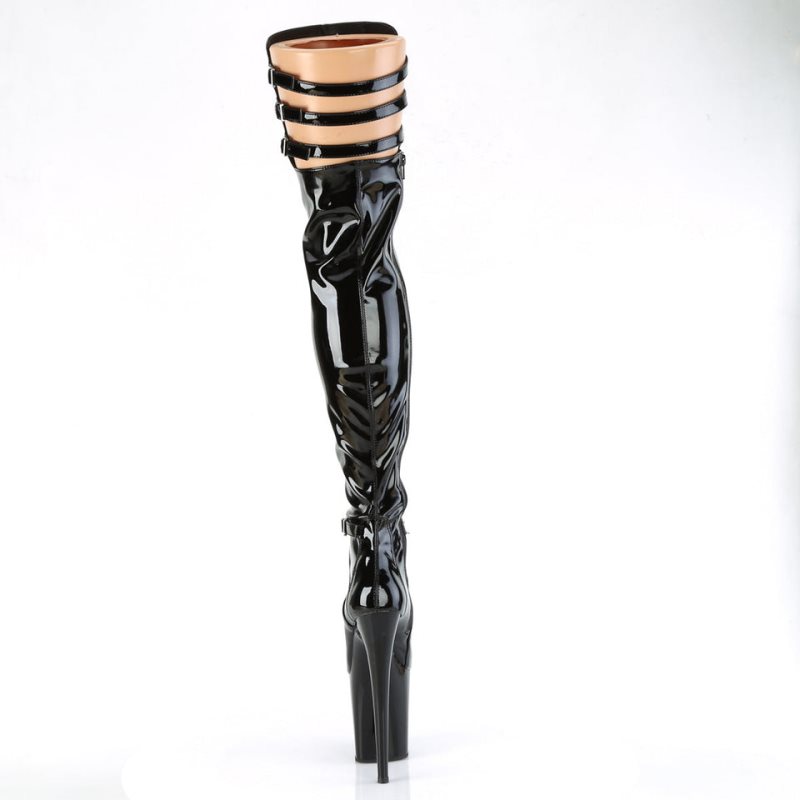 Pleaser Flamingo-3055 Women's Thigh High Boots Black | NZ ZMTIGB