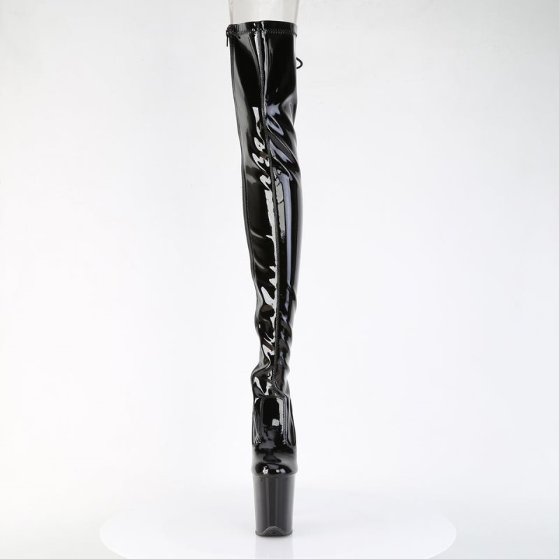 Pleaser Flamingo-3850 Women's Thigh High Boots Black | NZ LQXGKN