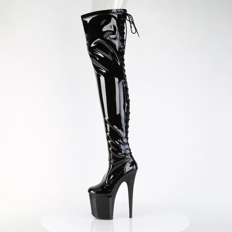 Pleaser Flamingo-3850 Women's Thigh High Boots Black | NZ LQXGKN