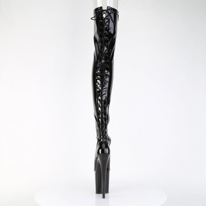 Pleaser Flamingo-3850 Women's Thigh High Boots Black | NZ LQXGKN