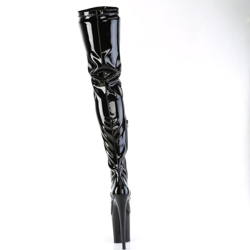Pleaser Flamingo-4000 Women's Thigh High Boots Black | NZ MRNISU