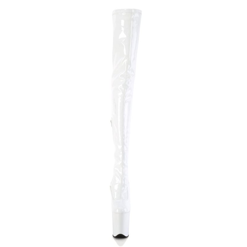 Pleaser Flamingo-4000 Women's Thigh High Boots White | NZ HLAJTN