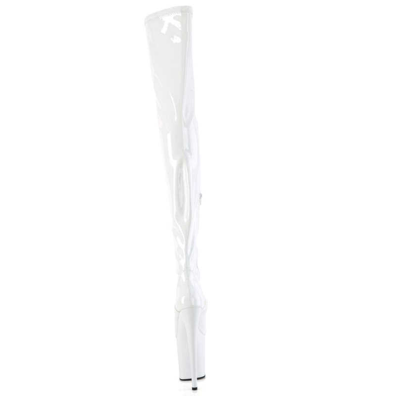 Pleaser Flamingo-4000 Women's Thigh High Boots White | NZ HLAJTN