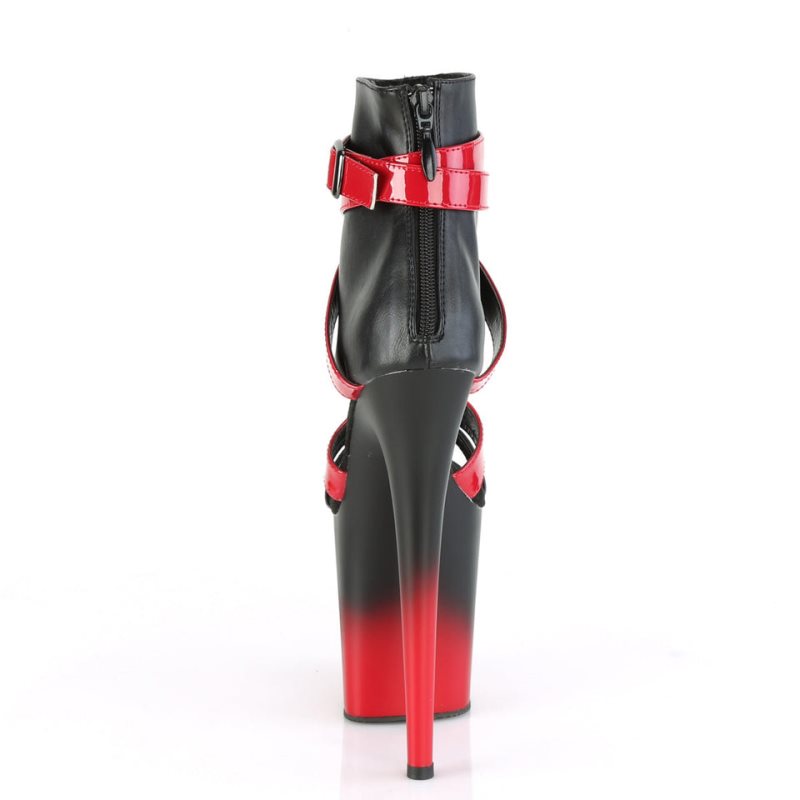 Pleaser Flamingo-800-15 Vegan Leather Women's Platform Heels Sandals Black / Red | NZ ZYAIQT