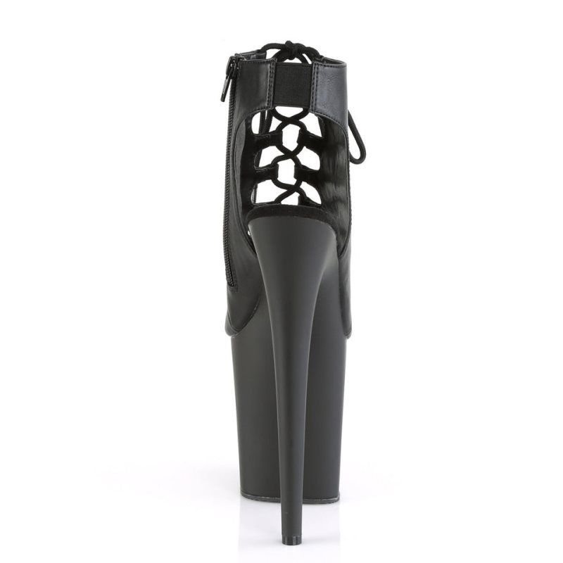 Pleaser Flamingo-800-20 Vegan Leather Women's Platform Heels Sandals Black | NZ NVHJWB