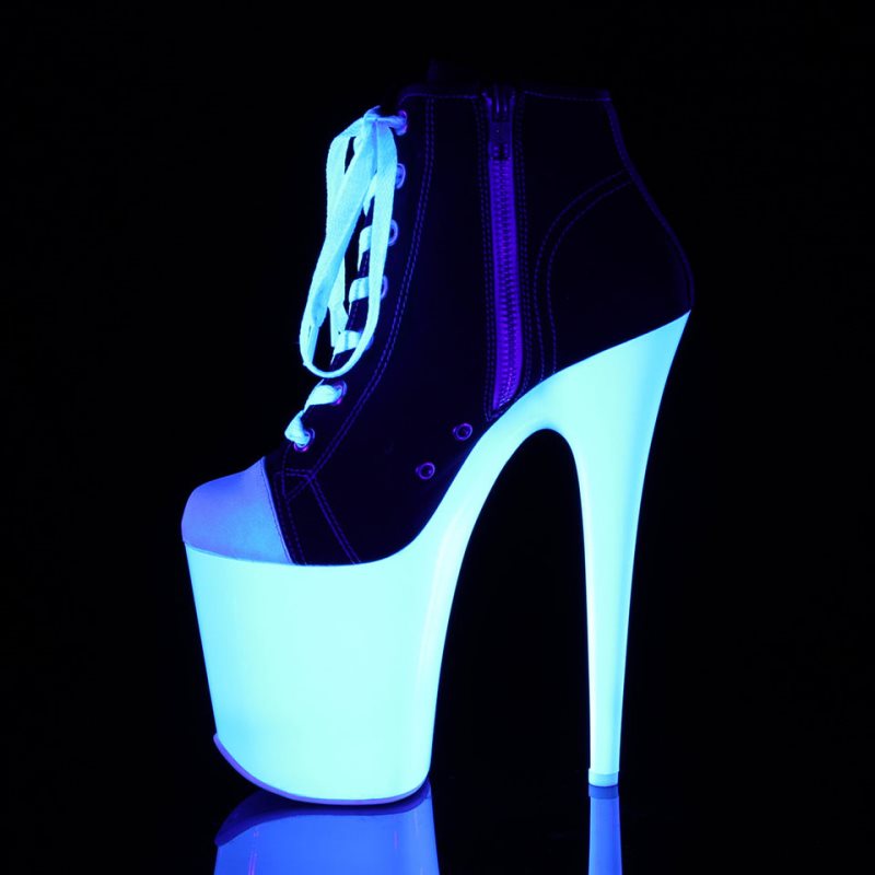 Pleaser Flamingo-800SK-02 Women's Heels Boots Black / White | NZ IXYQSK