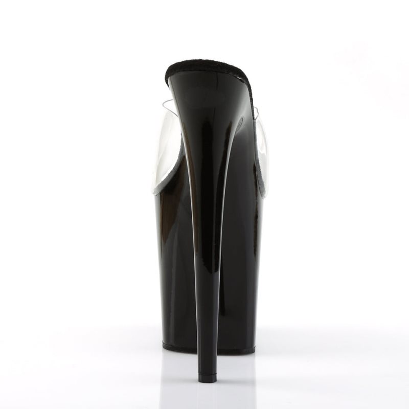 Pleaser Flamingo-801 Women's Platform Slides Black / Clear | NZ FOIRKT