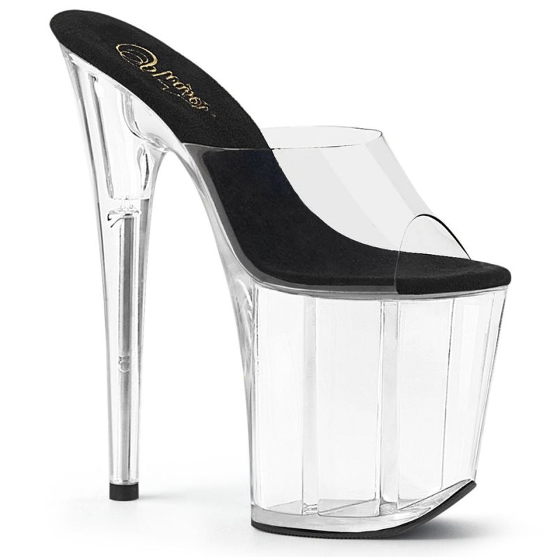 Pleaser Flamingo-801 Women\'s Platform Slides Black / Clear | NZ FNBGMI
