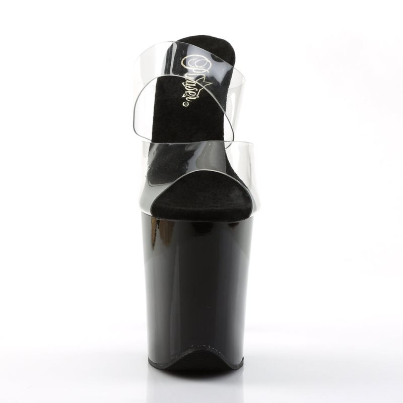 Pleaser Flamingo-802 Women's Platform Slides Black / Clear | NZ TVFJEZ