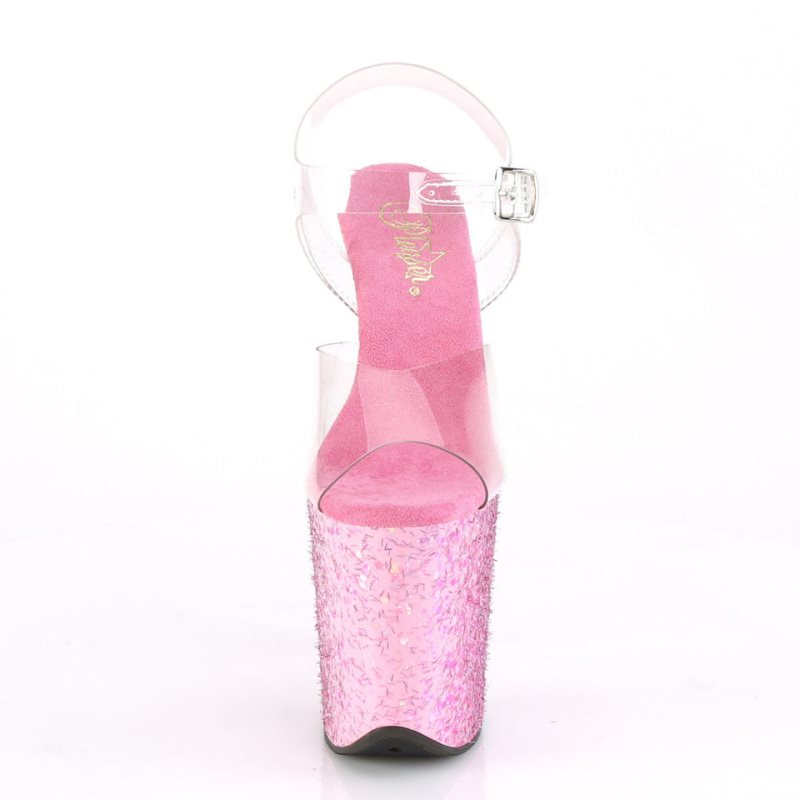 Pleaser Flamingo-808CF Women's Platform Heels Sandals Pink / Clear | NZ VRCXSW