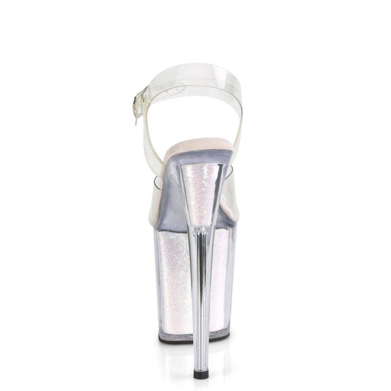 Pleaser Flamingo-808G Women's Platform Heels Sandals White / Clear | NZ HGLBNW