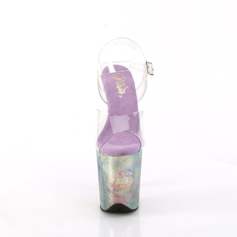 Pleaser Flamingo-808NEB Women's Platform Heels Sandals Purple / Clear | NZ JZYCNT