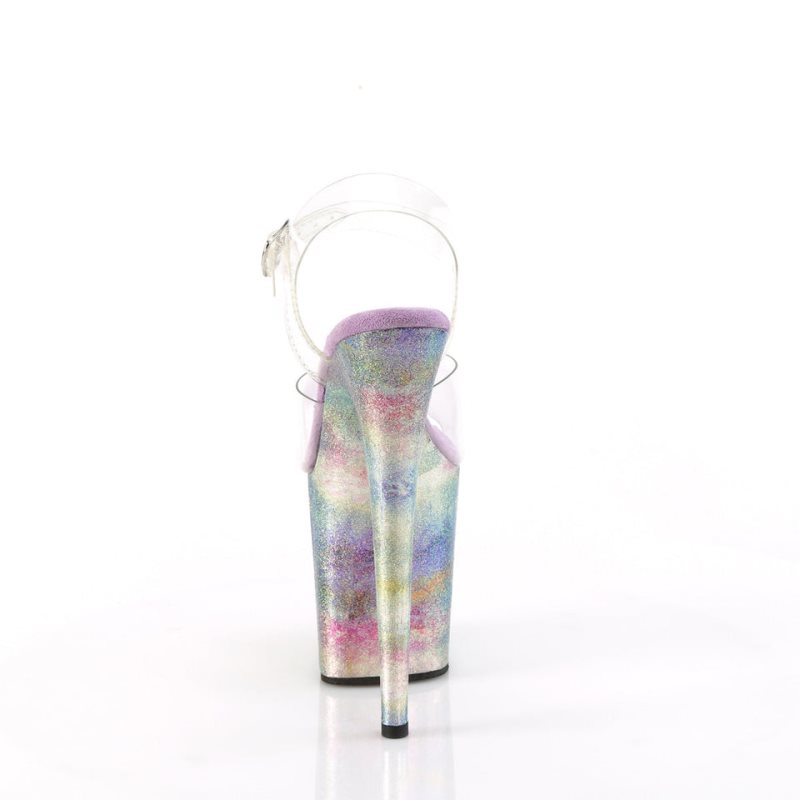 Pleaser Flamingo-808NEB Women's Platform Heels Sandals Purple / Clear | NZ JZYCNT