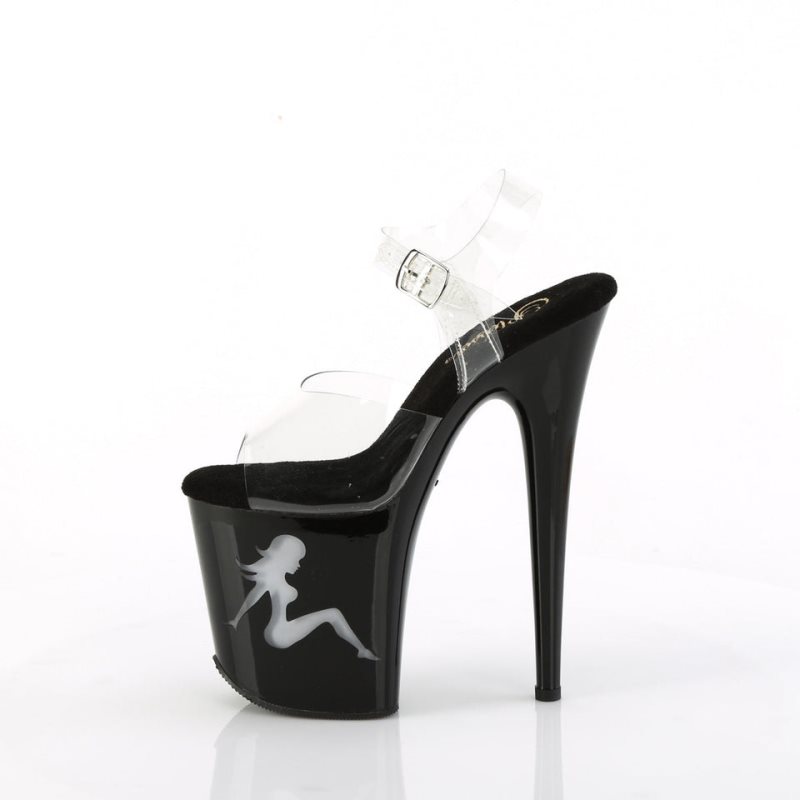 Pleaser Flamingo-808NLTG Women's Platform Heels Sandals Multicolor / Clear | NZ VPXDLE