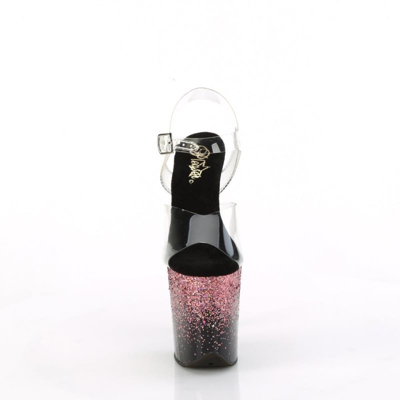Pleaser Flamingo-808SS Women's Platform Heels Sandals Pink / Clear | NZ MRGWLB