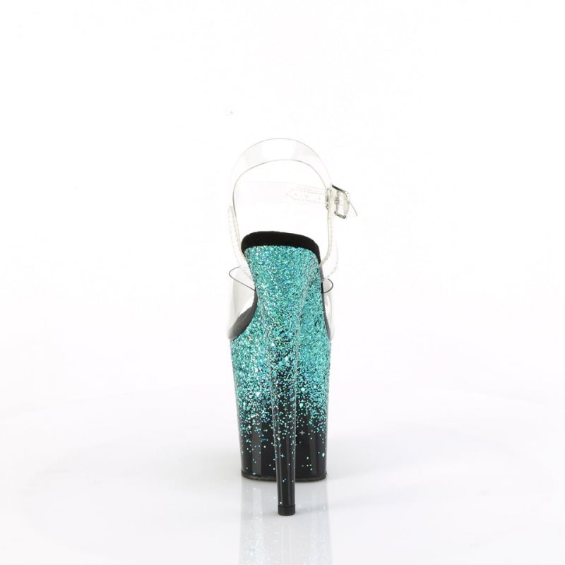 Pleaser Flamingo-808SS Women's Platform Heels Sandals Turquoise / Clear | NZ NLQBPS