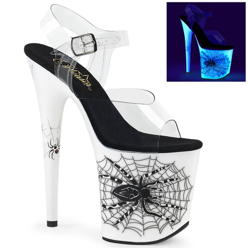 Pleaser Flamingo-808SW Women\'s Platform Heels Sandals White / Clear | NZ FPMNZY