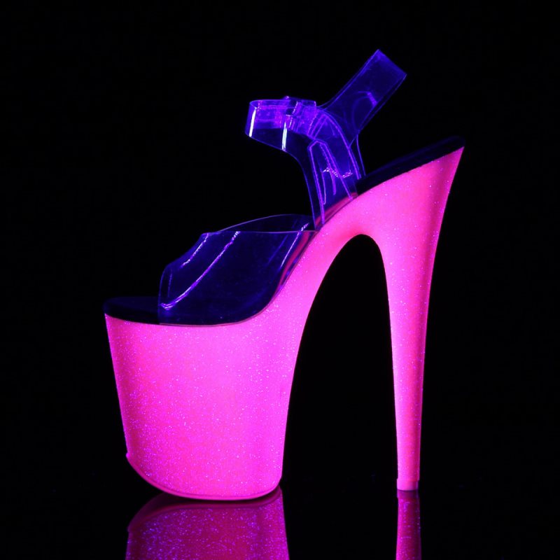 Pleaser Flamingo-808UVG Women's Platform Heels Sandals Pink / Clear | NZ HGIEMT