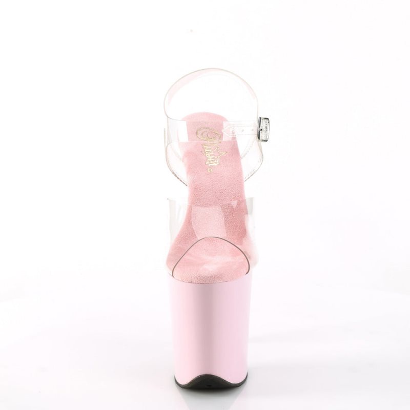 Pleaser Flamingo-808 Women's Platform Heels Sandals Pink / Clear | NZ YCWDHK