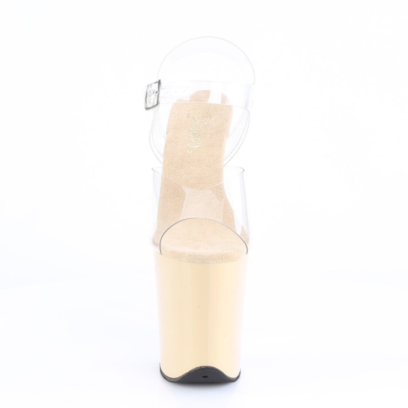 Pleaser Flamingo-808 Women's Platform Heels Sandals Beige / Clear | NZ BKSIXA