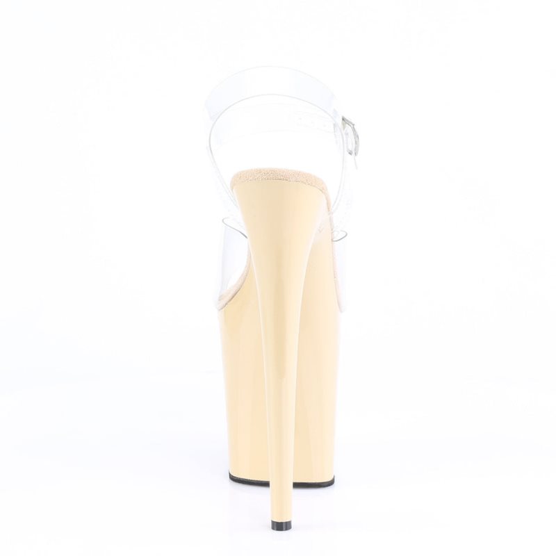 Pleaser Flamingo-808 Women's Platform Heels Sandals Beige / Clear | NZ BKSIXA