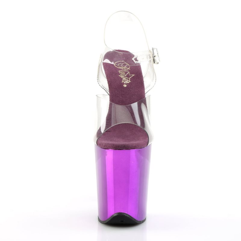 Pleaser Flamingo-808 Women's Platform Heels Sandals Purple / Clear | NZ DKRWCP