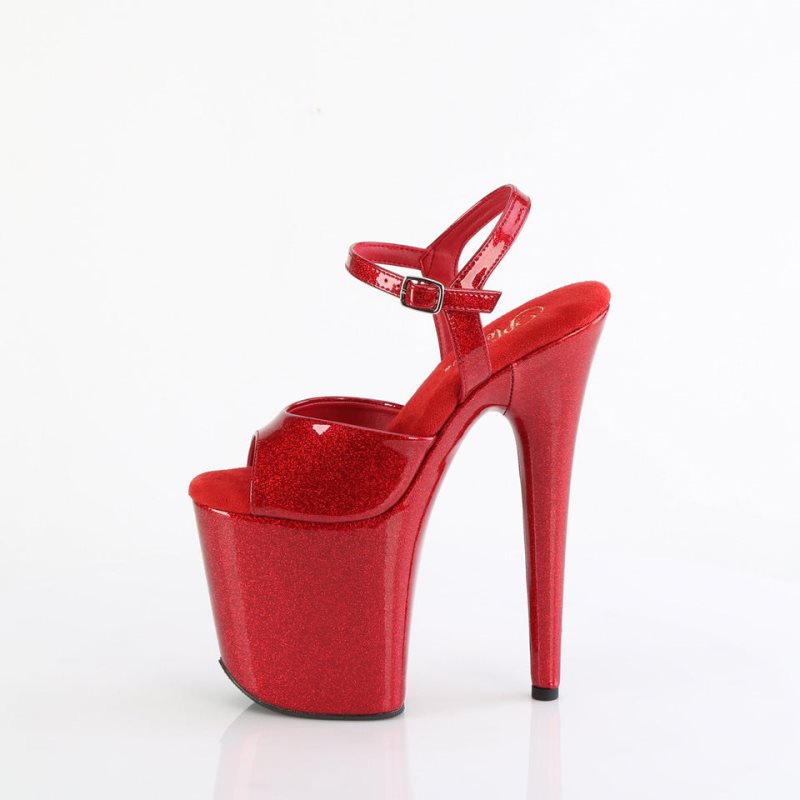 Pleaser Flamingo-809GP Women's Platform Heels Sandals Red | NZ CKTDVJ