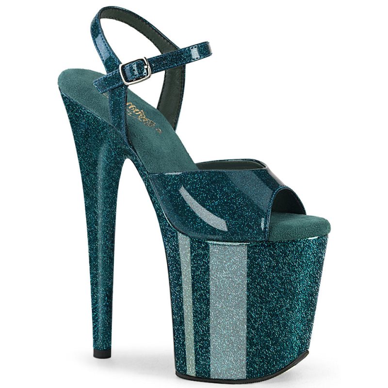 Pleaser Flamingo-809GP Women\'s Platform Heels Sandals Turquoise | NZ MRDUEL