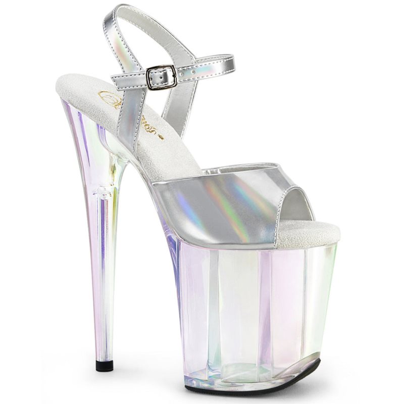Pleaser Flamingo-809HT Women\'s Platform Heels Sandals Silver | NZ NWSBTV
