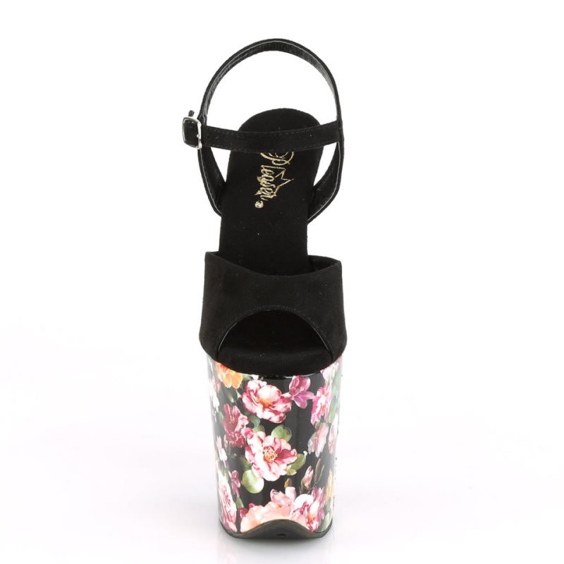 Pleaser Flamingo-809WR Suede Women's Platform Heels Sandals Black | NZ RHSLTQ