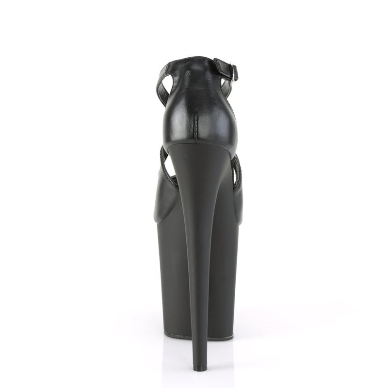 Pleaser Flamingo-821 Vegan Leather Women's Platform Heels Sandals Black | NZ FXIDPS