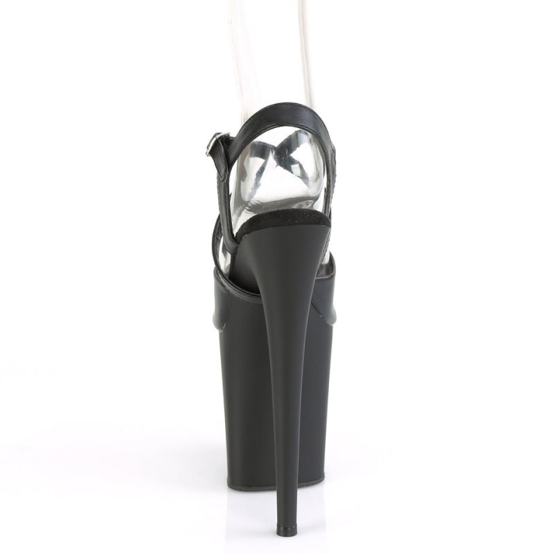Pleaser Flamingo-824 Vegan Leather Women's Platform Heels Sandals Black | NZ XDCGKR